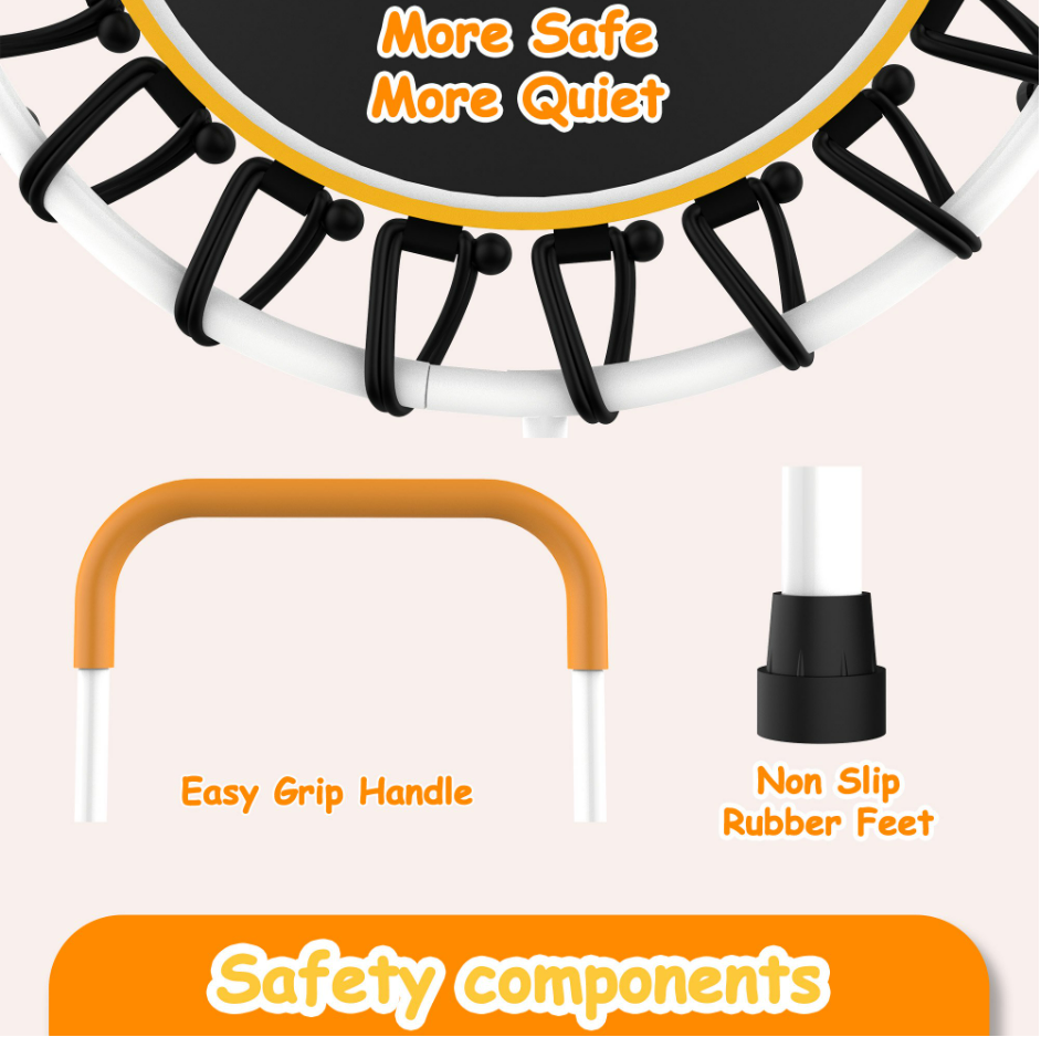 Mersco 28" Trampoline for Kids Indoor Springless Trampoline with Handle Orange