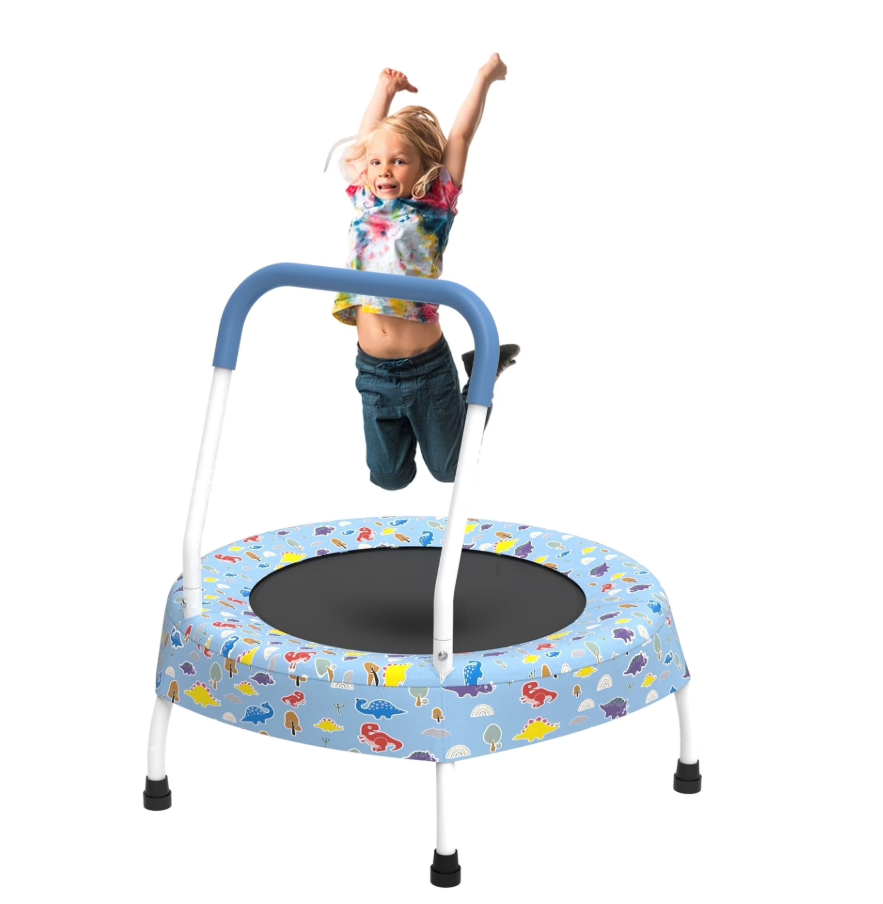 Mersco 28inch Toddlers Trampoline with Handle, Indoor Kids Mini Trampoline, Small Rebounder Trampoline for Indoor and Outdoor Use, Print