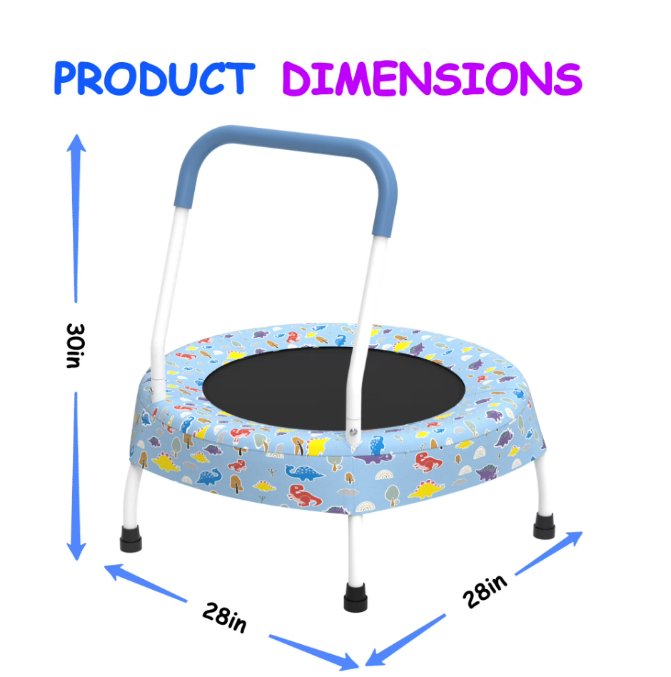 Mersco 28inch Toddlers Trampoline with Handle, Indoor Kids Mini Trampoline, Small Rebounder Trampoline for Indoor and Outdoor Use, Print