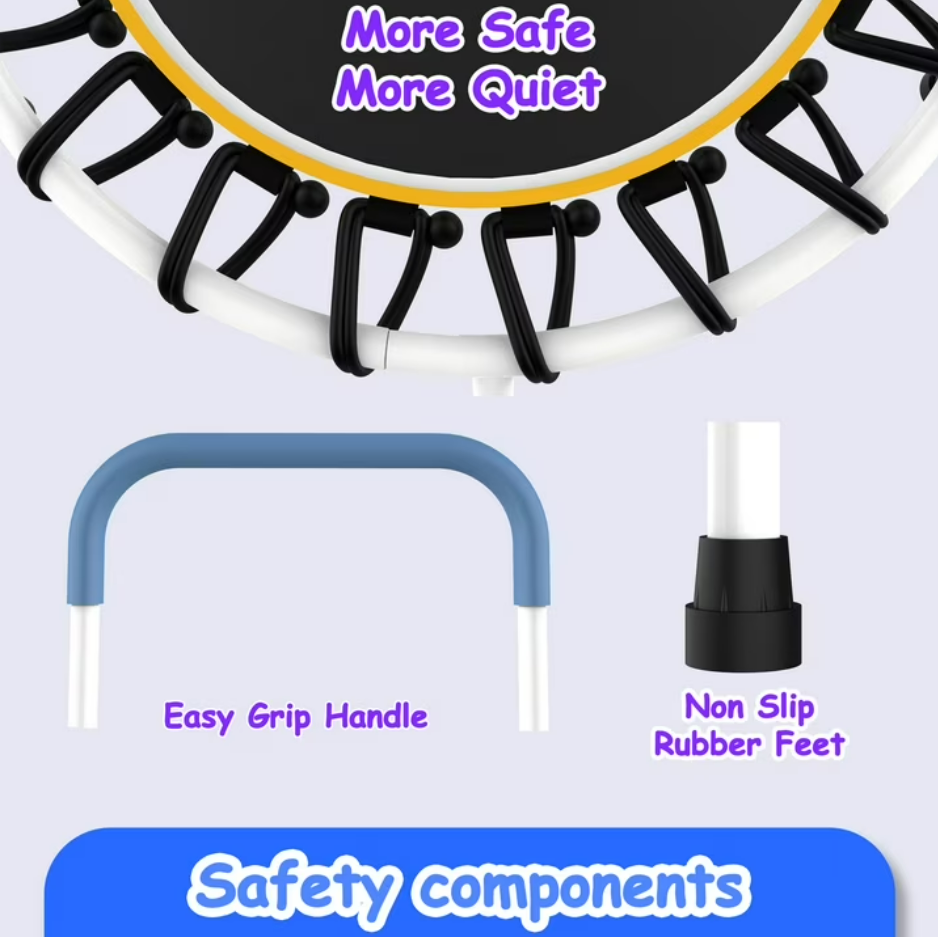 Mersco 28inch Toddlers Trampoline with Handle, Indoor Kids Mini Trampoline, Small Rebounder Trampoline for Indoor and Outdoor Use, Print