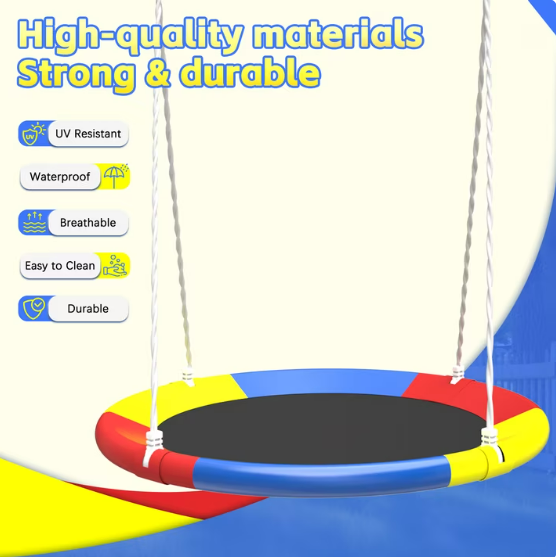 Mersco 3-in-1 Swing Set for Backyard with Slide , Heavy Duty 550lbs Metal Outdoor Swing Stand, Contain 1 Saucer 32" and 1 Belt Seat 26.2" ,Slide for Playground, Backyard Playset