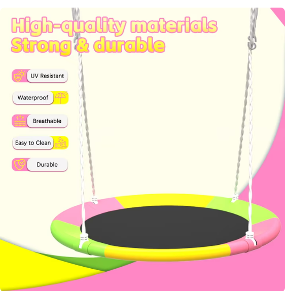 Mersco Swing Set for Backyard with Stand, Swing Heavy Duty 440lbs Metal Outdoor Swing Stand, 38" Saucer Swing for Playground, Backyard Playset,pink
