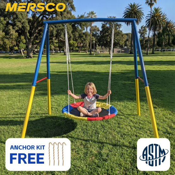 Mersco Swing Set for Backyard with Stand, Swing Heavy Duty 440lbs Metal Outdoor Swing Stand for Playground, Backyard Playset,Halloween,Yellow