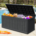 Mersco 320 Gallon Large Deck Box,Lockable Resin Outdoor Indoor Storage Box with Hundles,Waterproof UV Resistant Outside Deck Box for Patio Furniture Cushions, Pool Float,Garden Tool,Black