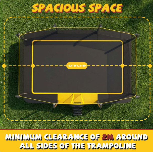 Mersco 12x18FT Kids Adults Trampoline, ASTM Certified Heavy Duty Outdoor Trampoline with Safety Enclosure Net and Upgraded Ladder for Backyard Family Fun, Fitness Trampoline MAX
