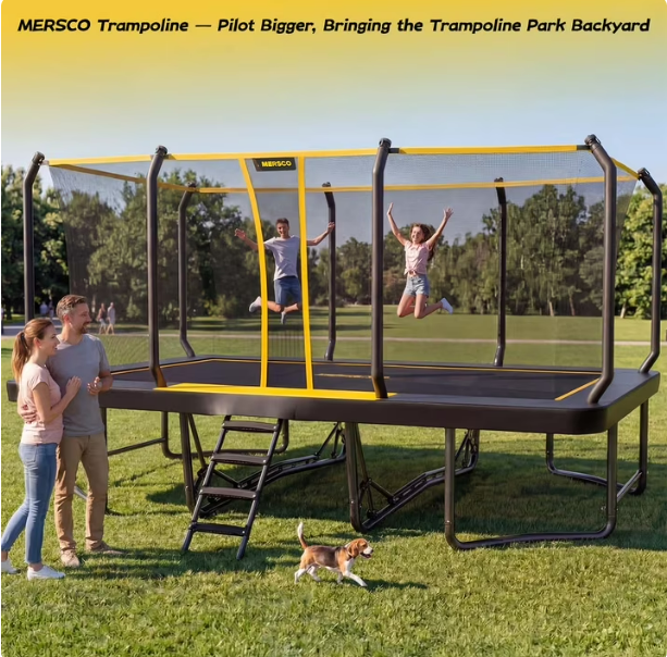 Mersco 12x18FT Kids Adults Trampoline, ASTM Certified Heavy Duty Outdoor Trampoline with Safety Enclosure Net and Upgraded Ladder for Backyard Family Fun, Fitness Trampoline MAX