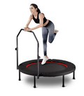 Mersco 40'' Mini Fitness Trampoline Quiet Exercise Rebounder for Home, Cardio and Strength Training, Indoor Sports Trampoline with Adjustable Handle Bar, Standard Spring,Black