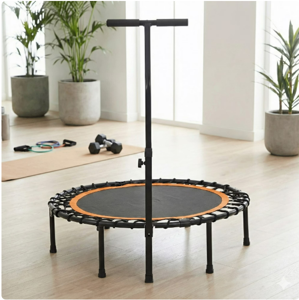 Mersco 40'' Foldable Mini Sports trampoline,450LBS Rebounder Trampoline for Home Gym,Cardio & Strength Training,Fitness Trampoline with Adjustable Handle, Stable & Quiet, Indoor Outdoor, Black