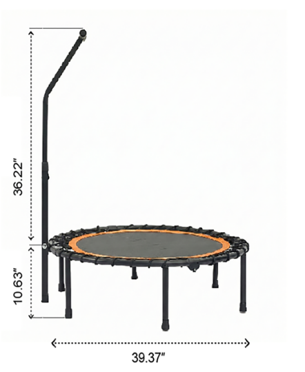 Mersco 40'' Foldable Mini Sports trampoline,450LBS Rebounder Trampoline for Home Gym,Cardio & Strength Training,Fitness Trampoline with Adjustable Handle, Stable & Quiet, Indoor Outdoor, Black