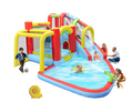 Mersco 7 in1 Inflatable Slide Water Park Bouncing House ,Outdoor Soccer Garden Bouncer with Splash Pool , Climbing wall ,Basketball, Football for Kids