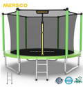 Mersco 8FT Kids Trampoline, ASTM Certified Heavy Duty Outdoor Trampoline with Safety Enclosure Net and Ladder for Backyard Family Fun, Jumping Trampoline PLAY