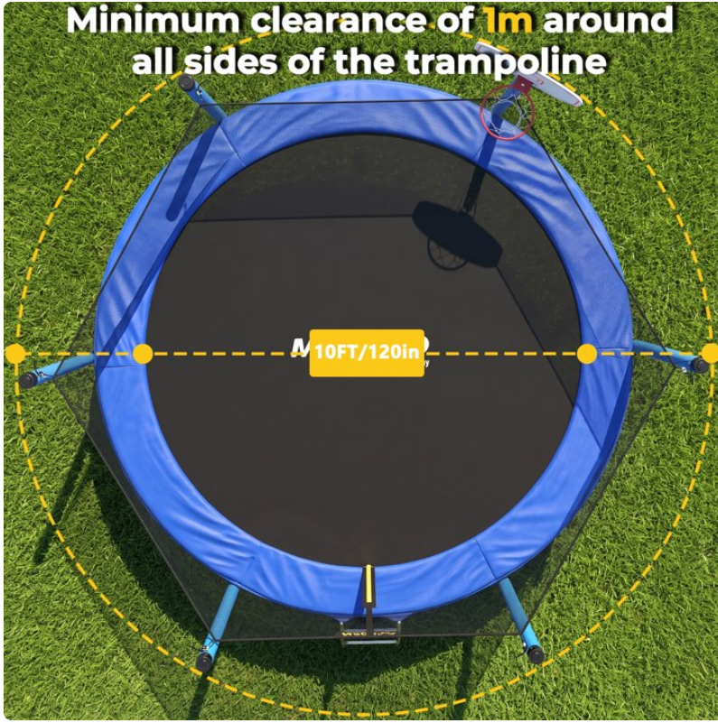 Mersco 10FT/12FT/14FT/15FT/16FT Kids Trampoline, ASTM Certified Heavy Duty Outdoor Trampoline with Safety Enclosure Net Basketball Hoop and Ladder for Backyard Family Fun, Jumping Trampoline PLAY