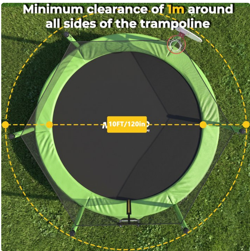 Mersco 10FT/12FT/14FT/15FT/16FT Kids Trampoline, ASTM Certified Heavy Duty Outdoor Trampoline with Safety Enclosure Net Basketball Hoop and Ladder for Backyard Family Fun, Jumping Trampoline PLAY