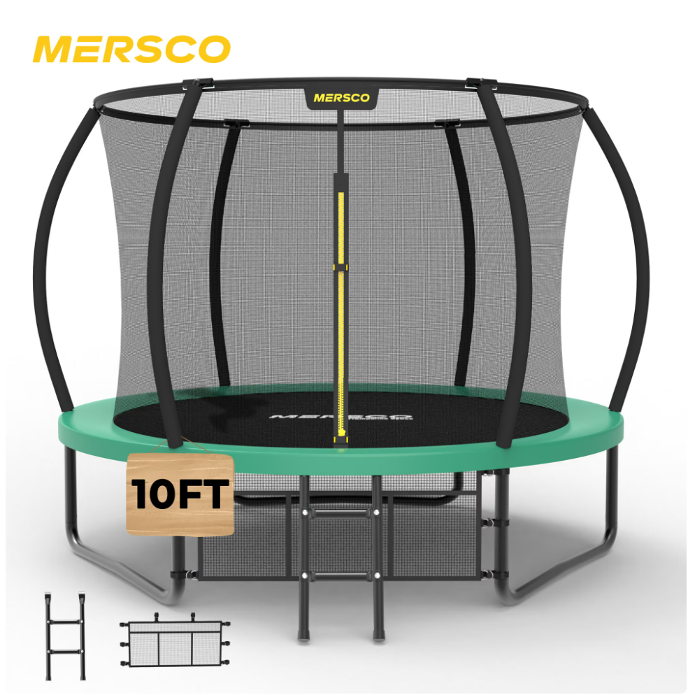 Mersco 10FT/12FT/14FT/15FT/16FT Kids Trampoline, ASTM Certified Heavy Duty Outdoor Trampoline with Safety Enclosure Net and Ladder for Backyard Family Fun, Pumpkin Trampoline SPACE