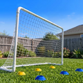 Kdymod 6×4 FT Soccer Goal for Backyard,Heavy-Duty Metal Soccer Net,Outdoor Soccer Goal Soccer Equipment Set with 6 Soccer Cones & 4 Stakes for Kids and Adults ,White