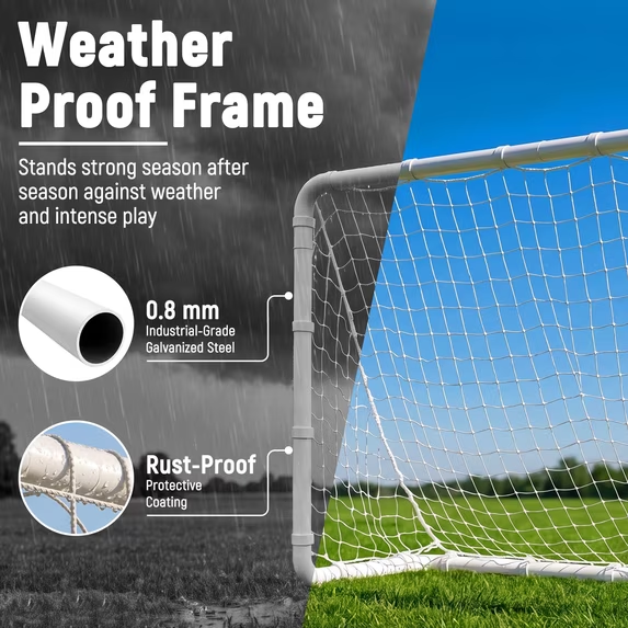 Kdymod 6×4 FT Soccer Goal for Backyard,Heavy-Duty Metal Soccer Net,Outdoor Soccer Goal Soccer Equipment Set with 6 Soccer Cones & 4 Stakes for Kids and Adults ,White