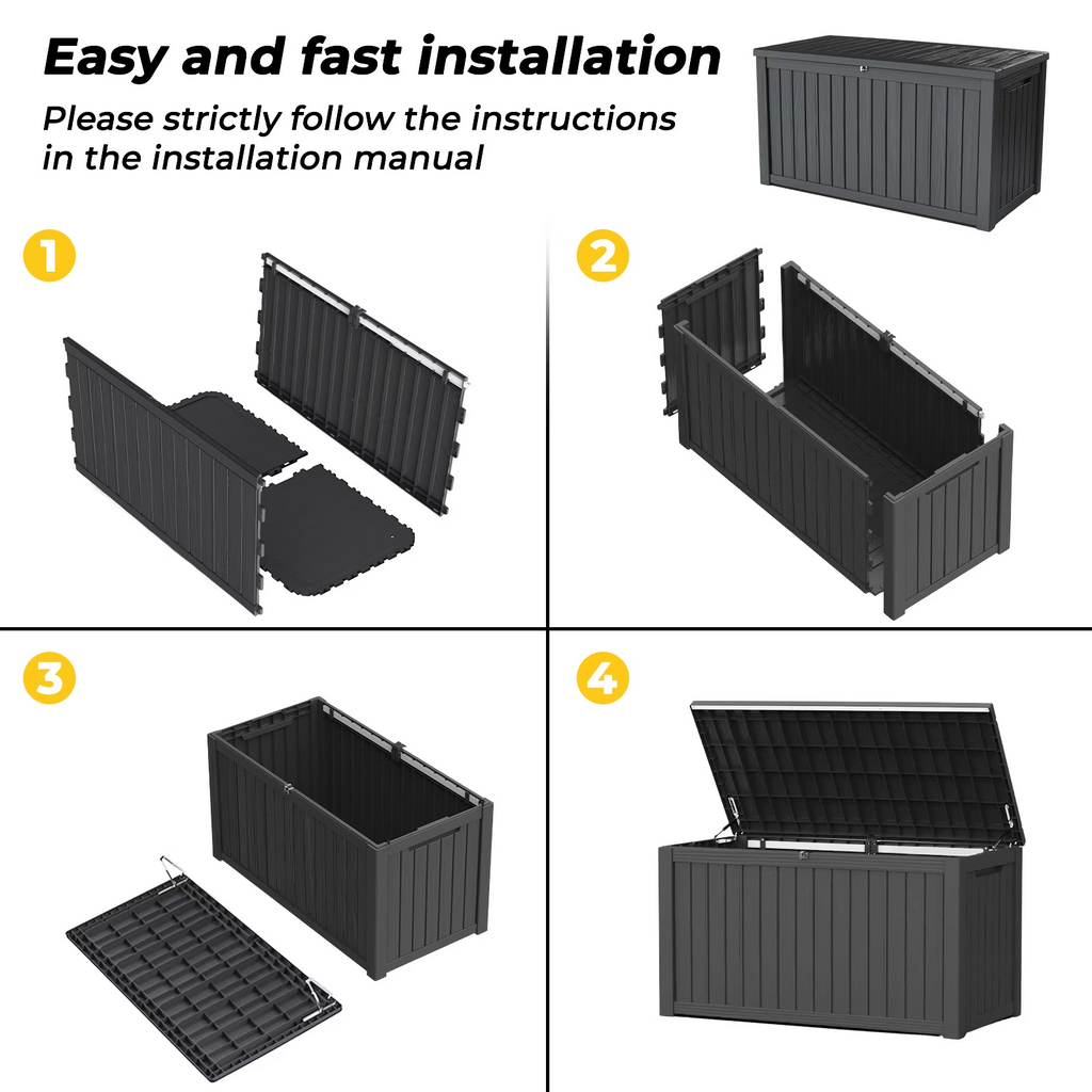 Kdymod Deck Box Outdoor Storage 200 Gallon,Resin Deck Boxes Outdoor Waterproof UV Resistant with Hundles,Outside Lockable Toy Storage for Pool ,Patio Furniture and Sports Equipment,Black