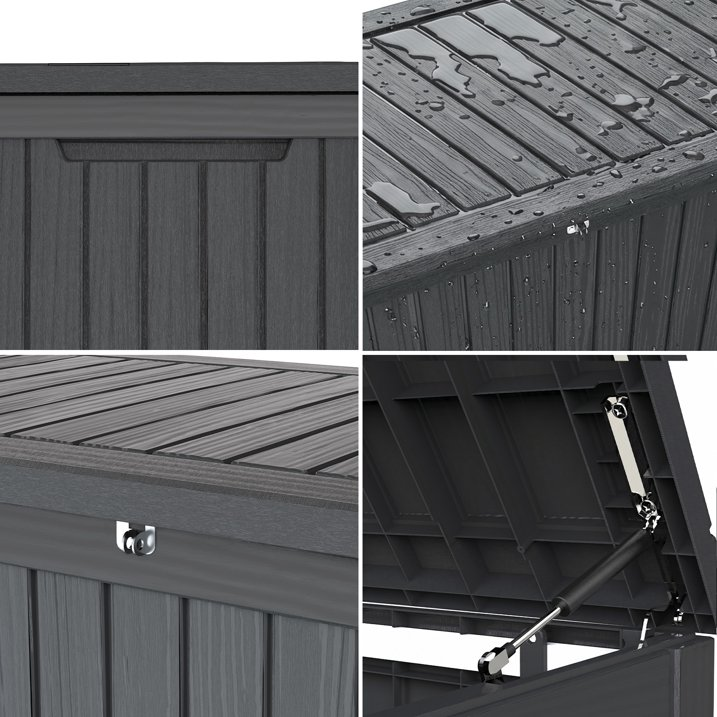 Kdymod Deck Box Outdoor Storage 200 Gallon,Resin Deck Boxes Outdoor Waterproof UV Resistant with Hundles,Outside Lockable Toy Storage for Pool ,Patio Furniture and Sports Equipment,Black