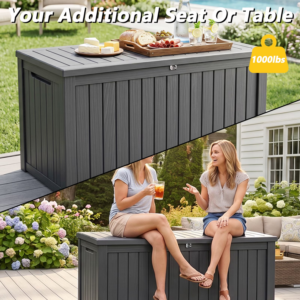 Kdymod Deck Box Outdoor Storage 200 Gallon,Resin Deck Boxes Outdoor Waterproof UV Resistant with Hundles,Outside Lockable Toy Storage for Pool ,Patio Furniture and Sports Equipment,Black