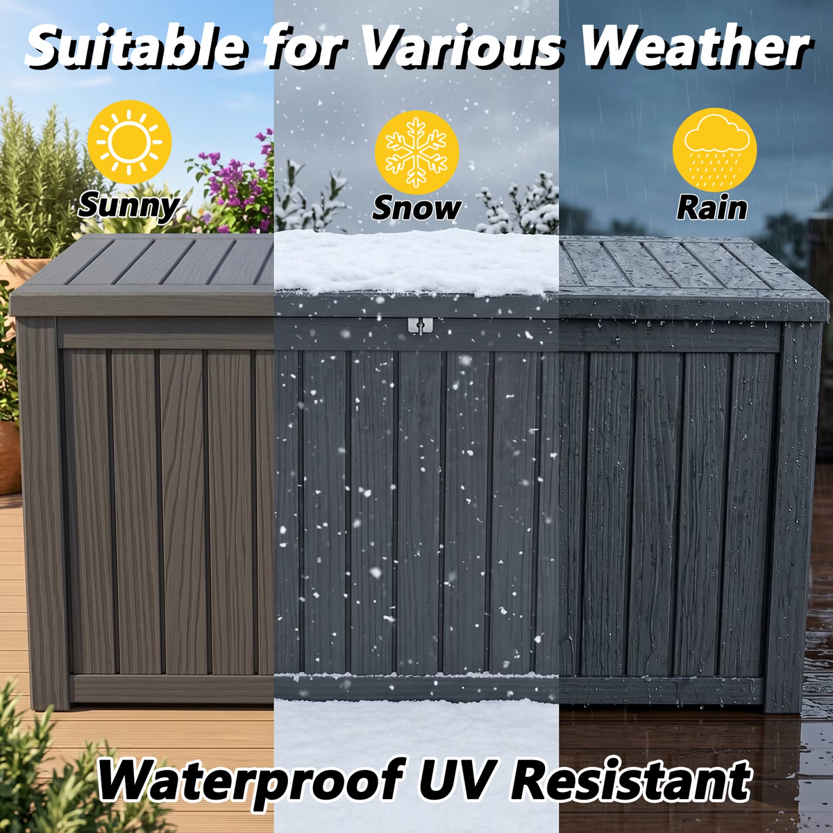 Kdymod Deck Box Outdoor Storage 200 Gallon,Resin Deck Boxes Outdoor Waterproof UV Resistant with Hundles,Outside Lockable Toy Storage for Pool ,Patio Furniture and Sports Equipment,Black
