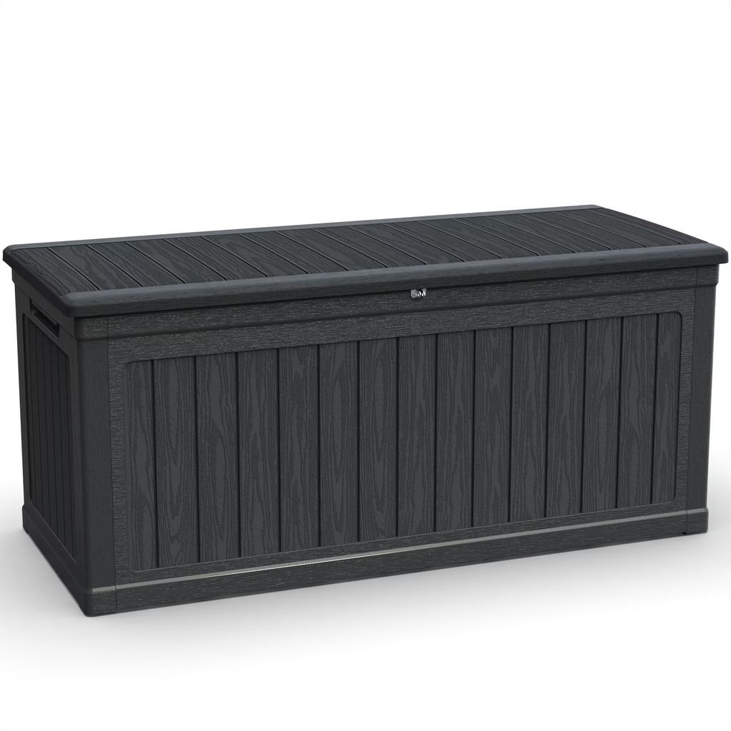 Kdymod Deck Box Outdoor Storage 320 Gallon,Resin Deck Boxes Outdoor Waterproof UV Resistant with Hundles,Outside Lockable Toy Storage for Pool ,Patio Furniture and Sports Equipment,Black