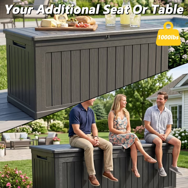 Kdymod Deck Box Outdoor Storage 320 Gallon,Resin Deck Boxes Outdoor Waterproof UV Resistant with Hundles,Outside Lockable Toy Storage for Pool ,Patio Furniture and Sports Equipment,Black