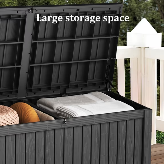 Mersco 200 Gallon Double Wall Resin Deck Box, Lockable Waterproof Outdoor Storage Box, Capacity and Doubles as Seating for Patio Furniture,Garden Tools, Pool Accessories ,Black
