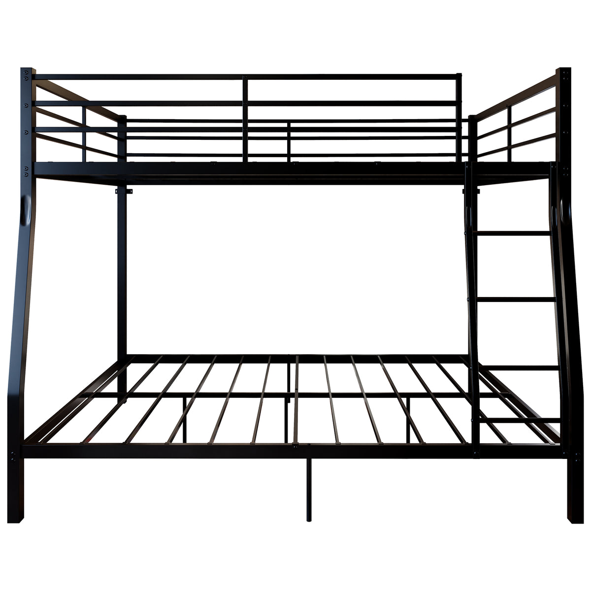 Netrum Full over Queen Bunk Bed for Teens Adults,Heavy Duty Metal Bunk Beds Frame, with Ladder & Storage,Full Bunk Bed with Safe Guardrail, No Box Spring Needed