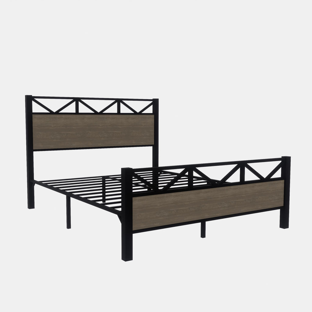 Uiowio Full Size Metal Bed Frame with Headboard and Footboard, No Box Spring Needed, Noise-Free & Sturdy, Easy Assembly