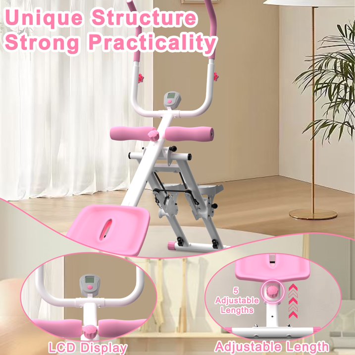 Kdymod 2 In 1 Stair Stepper & Ab Workout Machine,Multifunction Full Body Exercise Equipment,Stair Stepper Exercise Ab Machine for Home Gym,Pink