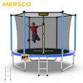 Mersco 8ft Trampoline for Kids,Outdoor Trampoline with Enclosure, Ladder,Upright-Poled Backyard Trampoline PLAY for Family Fun,Jumping Trampoline for Birthday Gifts,Blue
