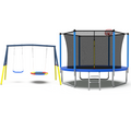 Mersco 10FT Heavy Duty Trampoline with Enclosure Net , Swing Set Outdoor Big Trampoline for Backyard,Kids Trampoline with Basketball Hoop,Birthday and Holiday Gifts for Kids,Blue