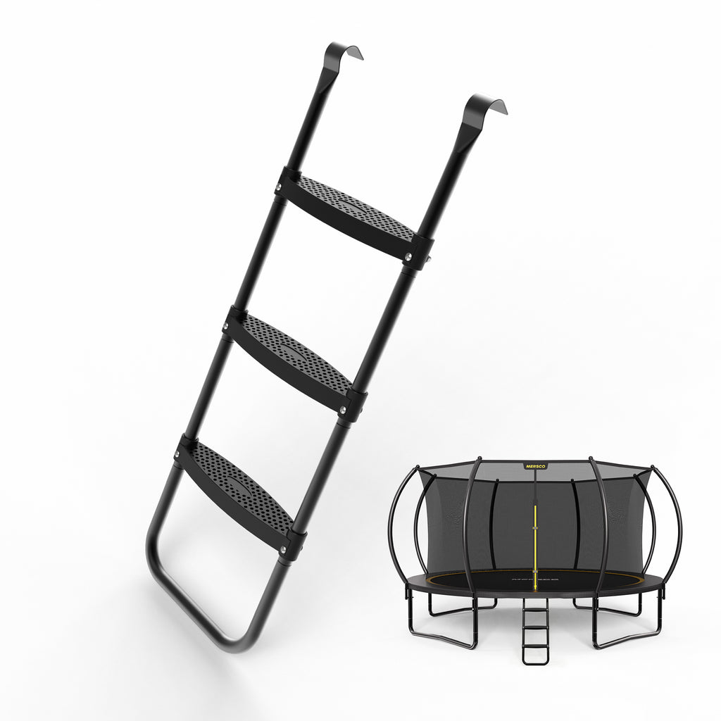 Mersco Weather Resistant Galvanized Steel 3 Step Trampoline Ladder with Wide Skid-Proof Steps Trampoline Climbing Trampoline Safety Ladder with Anti-Slip for Kids,Essential Trampoline Accessories