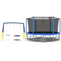 Mersco 15FT Heavy Duty Trampoline with Enclosure Net ,Swing Set Outdoor Big Trampoline for Backyard,Kids Trampoline with Basketball Hoop,Birthday and Holiday Gifts for Kids Jumping Trampoline,Blue