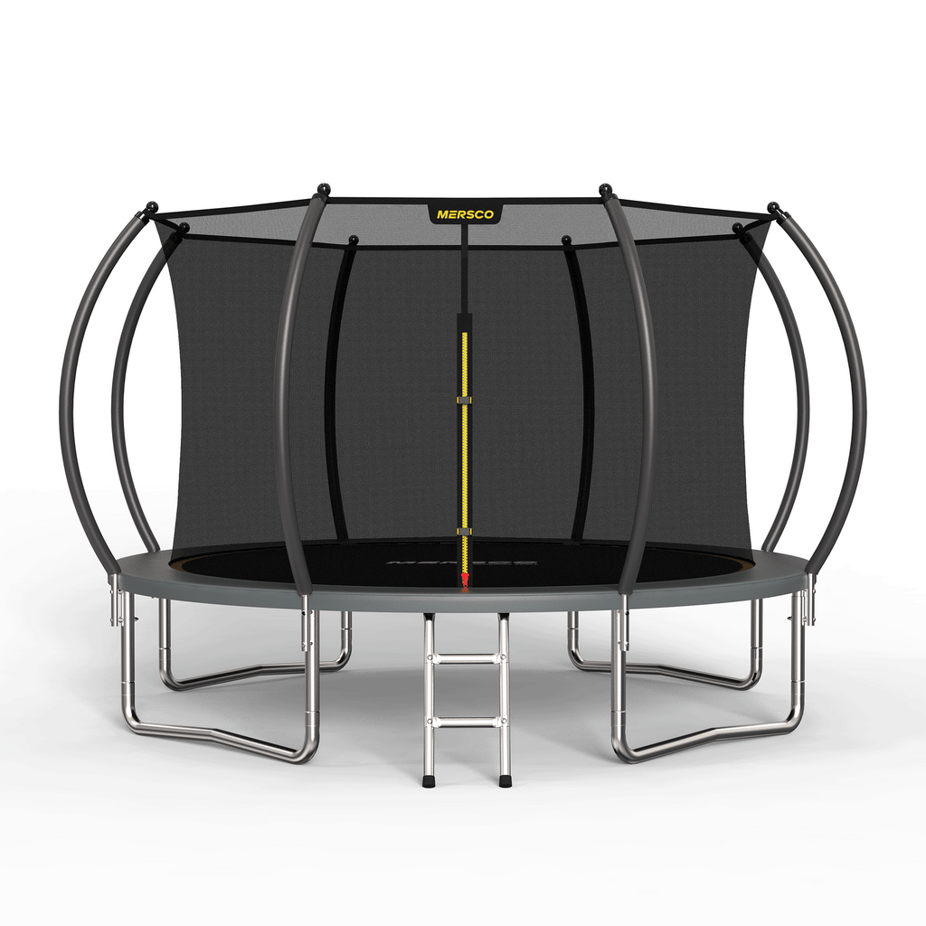 Mersco 10FT Trampoline for Kids with Ladder,Outdoor Recreational Trampolines with Enclosure Net,Jumping Trampoline SPACE for Kid Birthday and Festival Gift,Gray