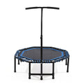 Mersco 48'' Foldable Fitness Trampoline With Adjustable Handlebar for Adults, 450LBS Indoor Sports Trampoline With Durable Bungee Ropes,Quiet Exercise Rebounder for Cardio and Strength Training ,Blue