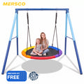 Mersco 60" Saucer Swing with Stand for Adults & Kids, Extra-Large Detachable Round Swing, 440 lbs Heavy-Duty A-Frame for Small Backyards & Camping,Blue