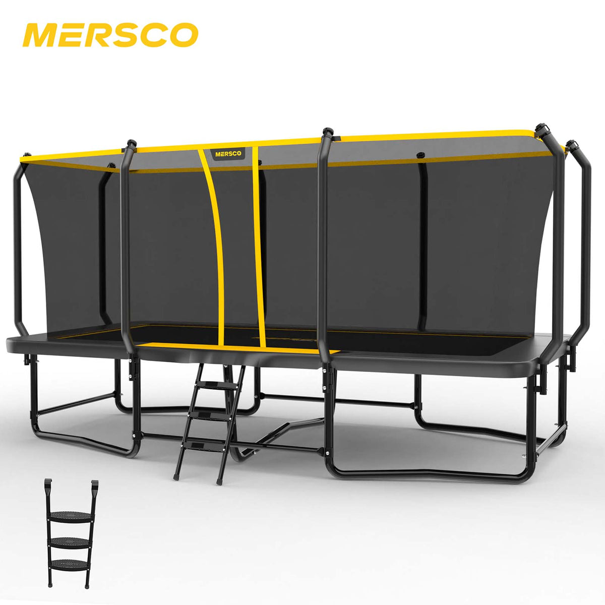Mersco 10x17FT Kids Adults Trampoline, Heavy Duty Outdoor Trampoline with Safety Enclosure Net and Upgraded Ladder for Backyard Family Fun, Fitness Trampoline MAX