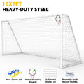 Mersco 16x7 FT Soccer Goal for Backyard, Heavy-Duty Metal Soccer Net, with Shooting Ring, Stakes & Cones, Soccer Training Equipment Set, Soccer Goal for Kids and Adults