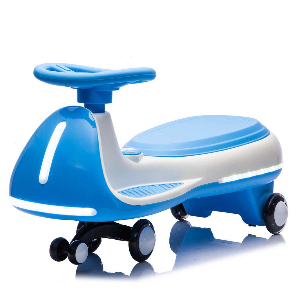 Cirui 12V Kids Electric Wiggle Car, 2-in-1 Swing Ride on Toy for Toddlers Aged 3-8,5MPH Max Speed,Triangular Stability Frame, Flashing Wheels,Bluetooth Music,Blue