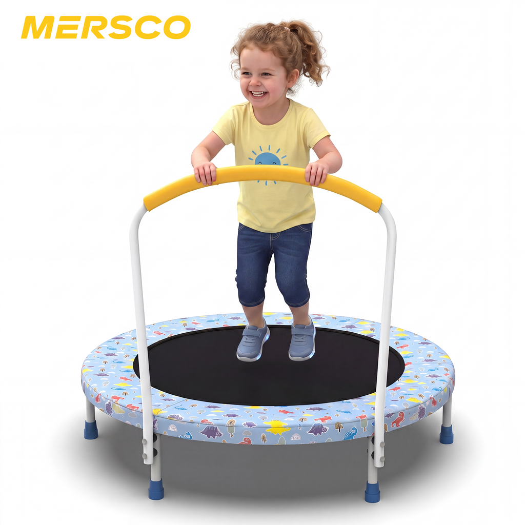 Mersco 36" Trampoline for Kids Indoor Trampoline with Handle for 2+ Years Kids Print Blue