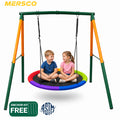 Mersco 48"Swing Set for Backyard with Stand,440 LBS Saucer Swing for Kids Outdoor with Heavy-Duty Metal Frame & Adjustable Ropes Round Swing,Green