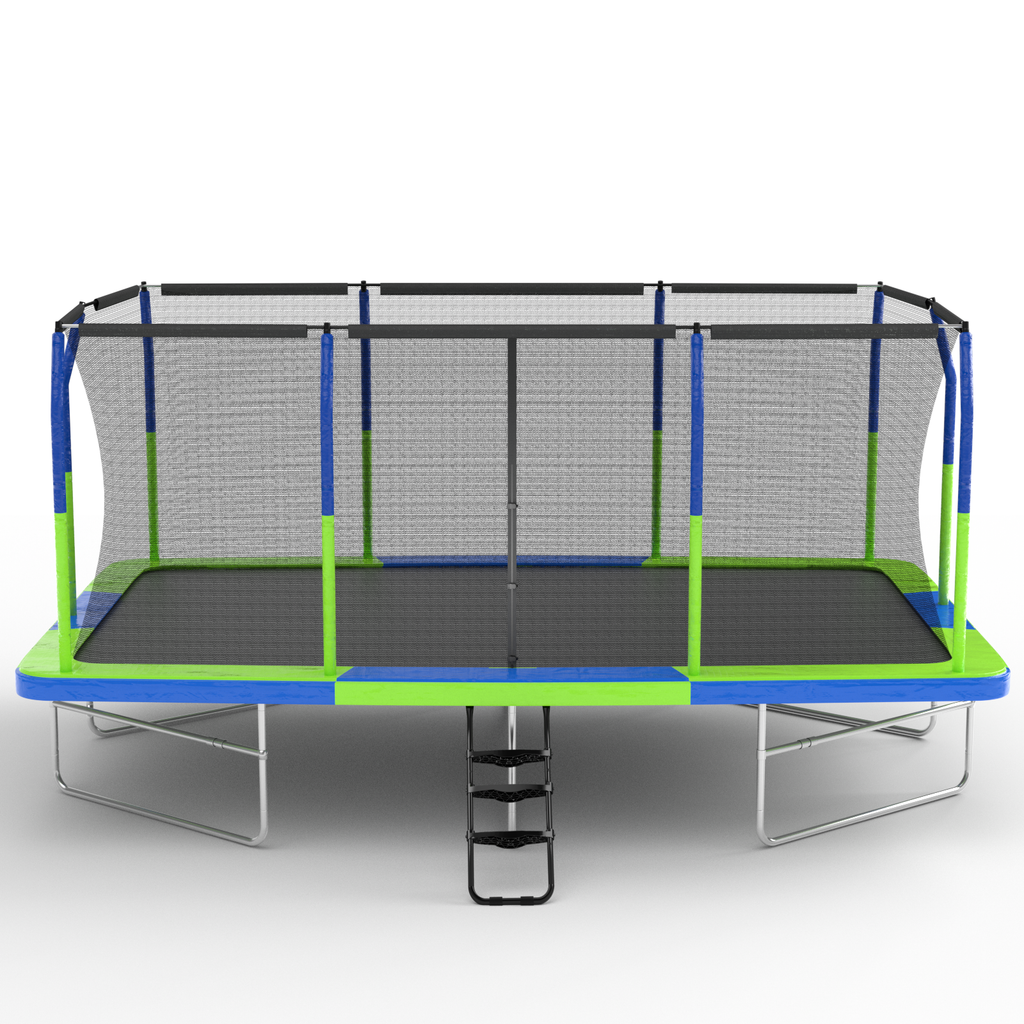 Mersco 10x17ft Large Rectangle Trampoline with Enclosure Net,Outdoor JumpingTrampoline with ladder for Kids and Adults,Birthday Party Gifts for Boys and Girls,Green and Blue
