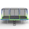 Mersco 10x17ft Large Rectangle Trampoline with Enclosure Net,Outdoor JumpingTrampoline with ladder for Kids and Adults,Birthday Party Gifts for Boys and Girls,Green and Blue