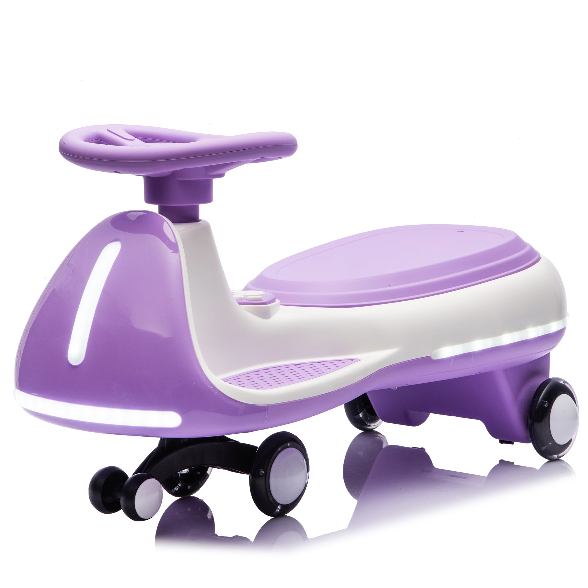 Cirui 12V Kids Electric Wiggle Car, 2-in-1 Swing Ride on Toy for Toddlers Aged 3-8,5MPH Max Speed,Triangular Stability Frame, Flashing Wheels,Bluetooth Music,Purple