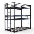 Kdymod Triple Bunk Bed Twin over Twin over Twin with 2 Ladders & Guardrails, Includes 3 Twin 6" Memory Foam Mattresses, Heavy Duty Detachable Metal Bed Frame, Converts to 3 Separate Beds