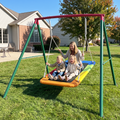 Kdymod 60 Inch Rectangular Platform Swing Set, PP + 900D Oxford Cushion, Metal A-Frame Swing for Backyard, 440 Lbs Capacity, Adjustable Ropes & Ground Nails, Green