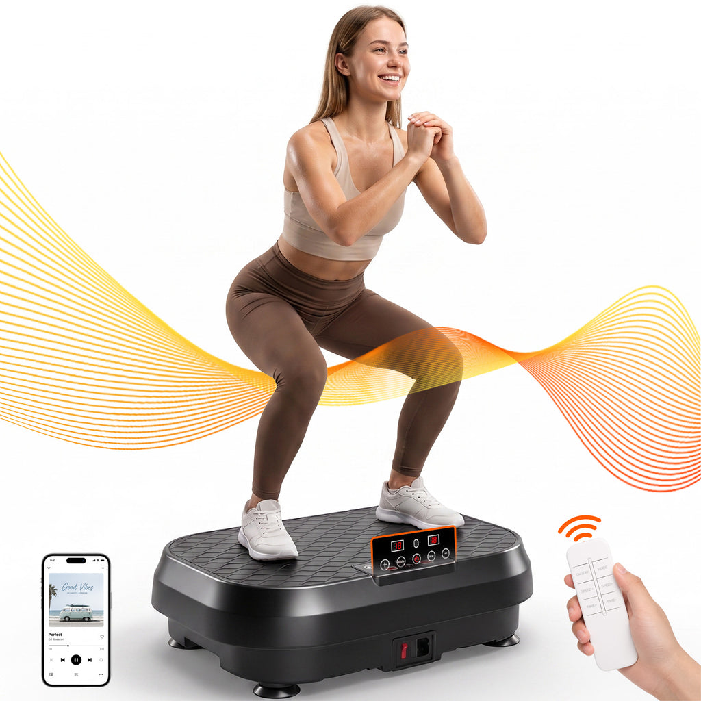 Kdymod Vibration Plate Exercise Machine & Whole Body Shake Plate, Workout Machine with Remote Control & Adjustable Settings, Versatile for Home Fitness, Black