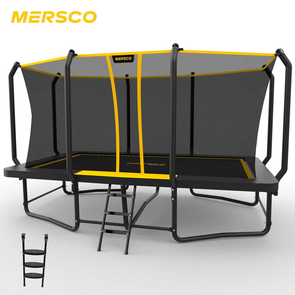 Mersco 9x15FT Kids Adults Trampoline, Heavy Duty Outdoor Trampoline with Safety Enclosure Net and Upgraded Ladder for Backyard Family Fun, Fitness Trampoline MAX