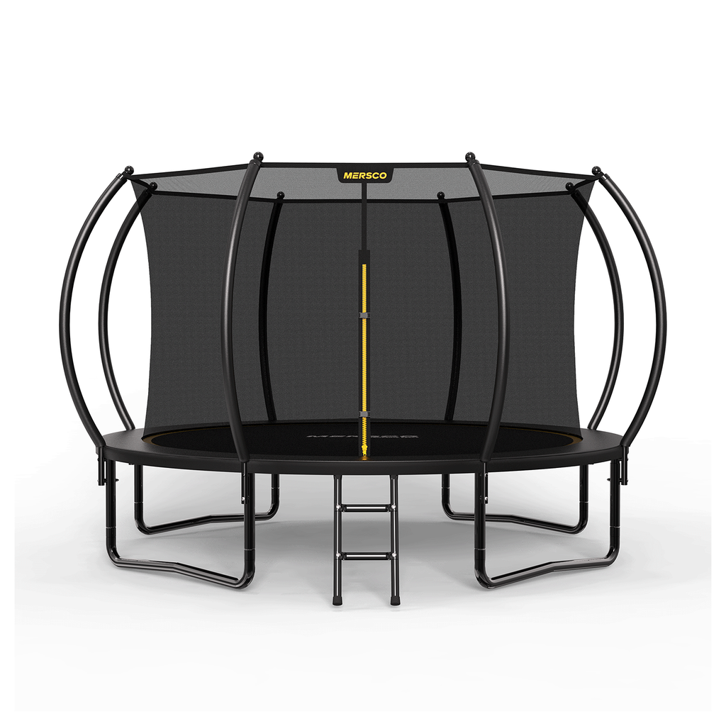 Mersco 12FT Trampoline for Kids with Ladder,Outdoor Recreational Trampolines with Enclosure Net,Jumping Trampoline SPACE for Kid Birthday and Festival Gift,Black